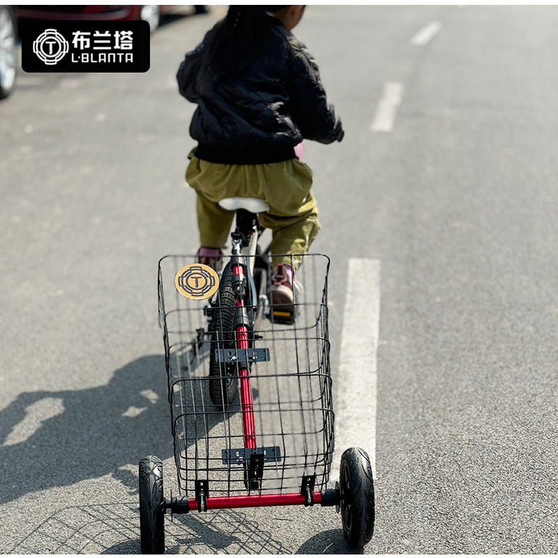 L8 Dual-Purpose Bike Trailer & Handcart – Foldable Aluminum Trailer with High-Carbon Steel Basket, Red