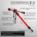 F-1 Bicycle Dog Walking System – Adjustable Aluminum Bike Leash Attachment for 1 Dog