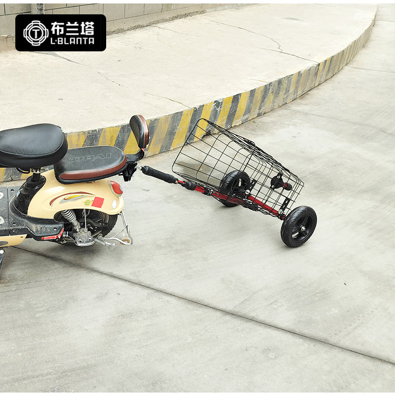 L8 Dual-Purpose Bike Trailer & Handcart – Foldable Aluminum Trailer with High-Carbon Steel Basket, Red