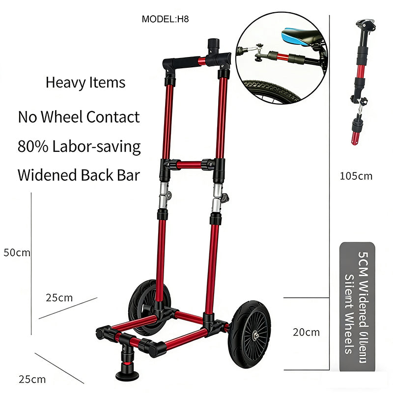 H8 2-in-1 Bike Trailer & Handcart – Durable Aluminum Alloy, Quick-Release Connector, Red