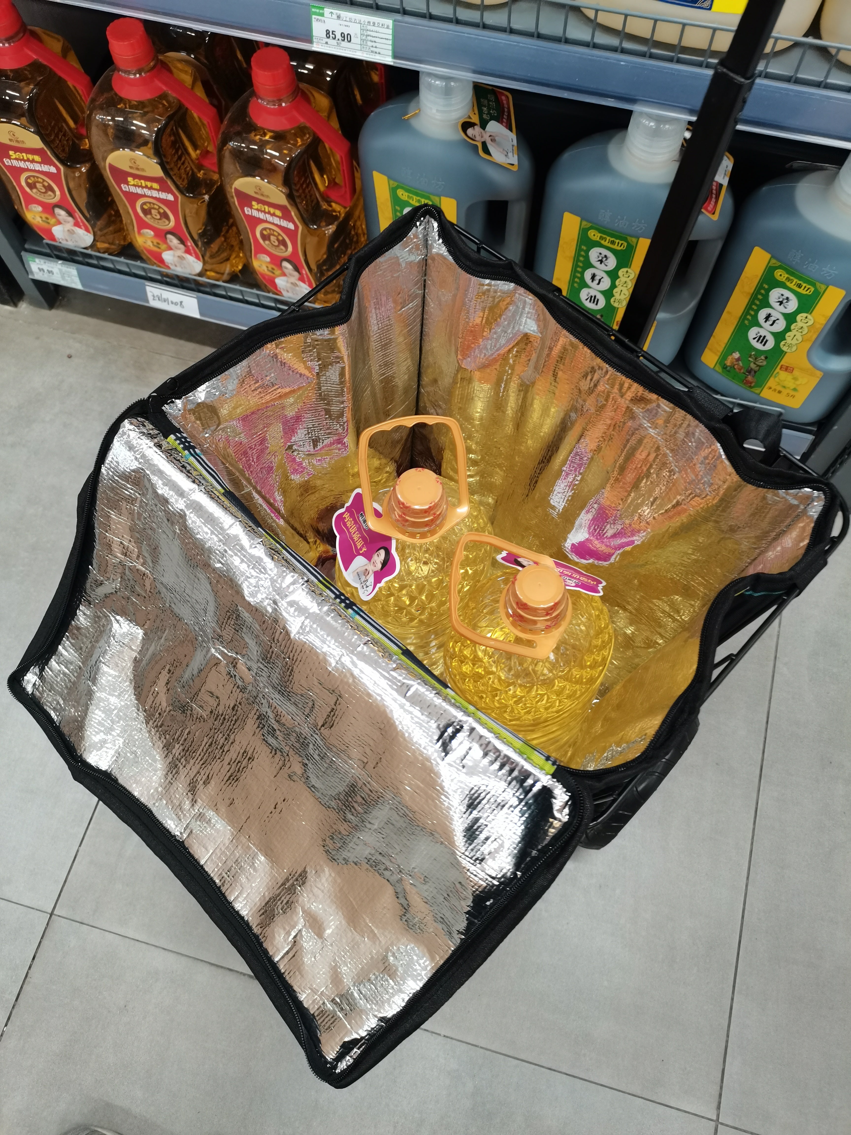 T8 Portable Hand Pull Cart with Telescopic Handle, Waterproof Insulated Bag for Camping & Groceries