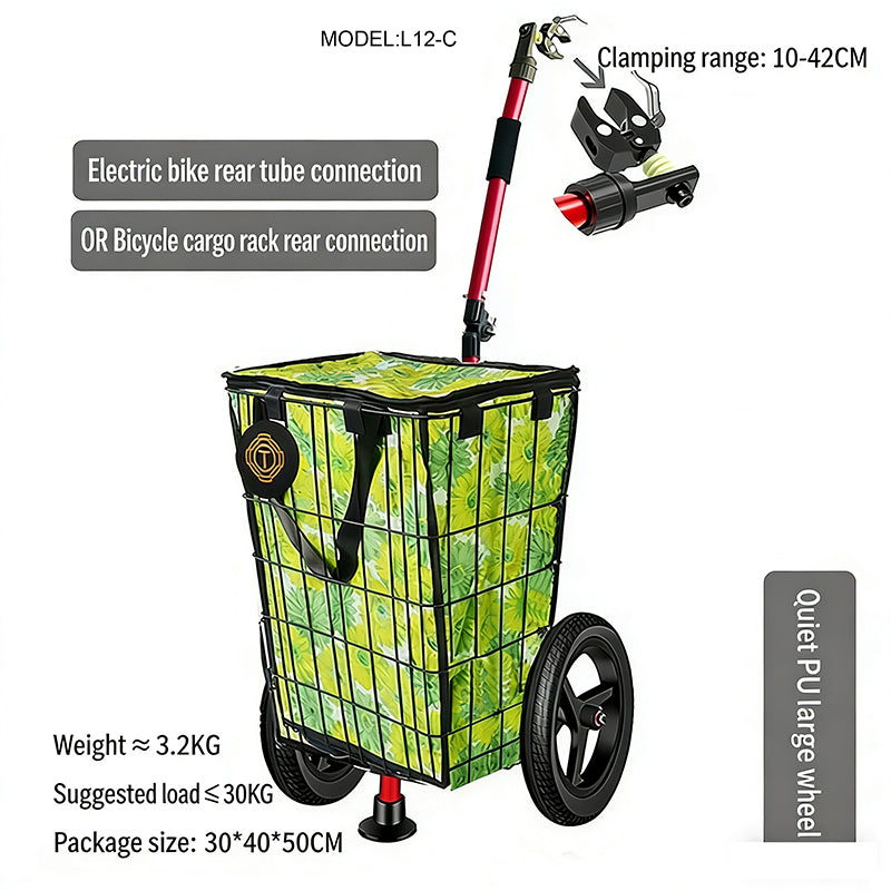 L12-C 2-in-1 Bike Trailer & Hand Cart – Lightweight Aluminum, Foldable, Airless Wheels