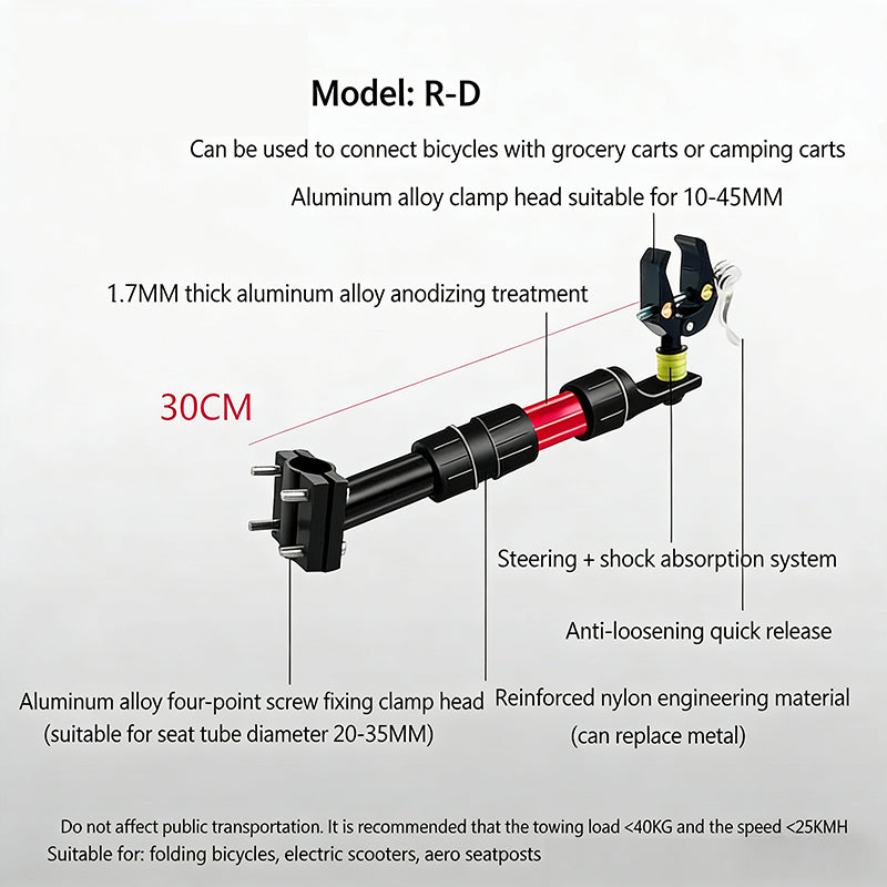 R-D Compact Modular Connector - Dedicated for Folding Bikes, Upgradeable & Compatible with Grocery/Camping Carts