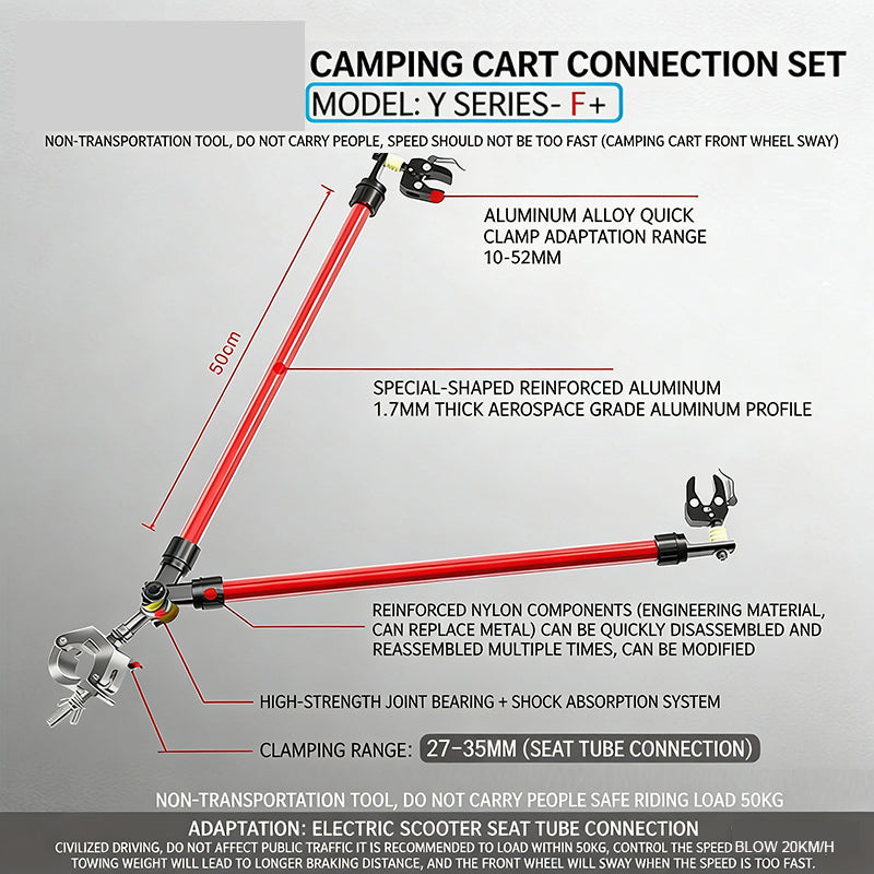 Y-F+Electric scooter seat post connector, compatible with seat posts with a diameter range of 20–35 mm.
