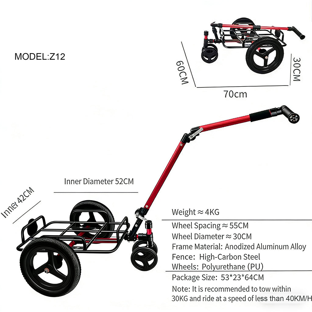 Z12 Foldable Aluminum Hand Cart – Lightweight 2-Wheel Cargo Trolley for Camping, Grocery & Travel