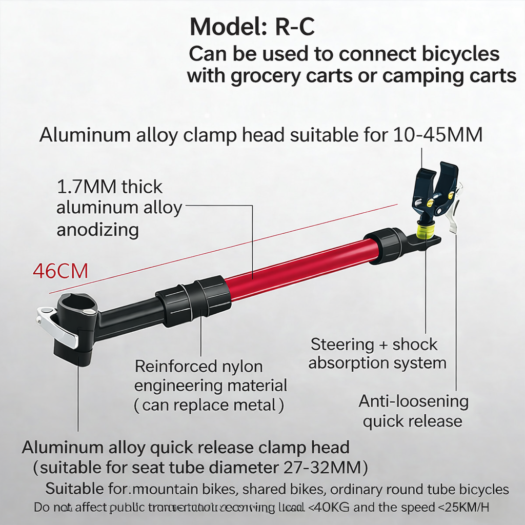 Quick Install Bike Trailer Hitch - Fits Mountain Bikes & Round Seatposts (Tool-Free)