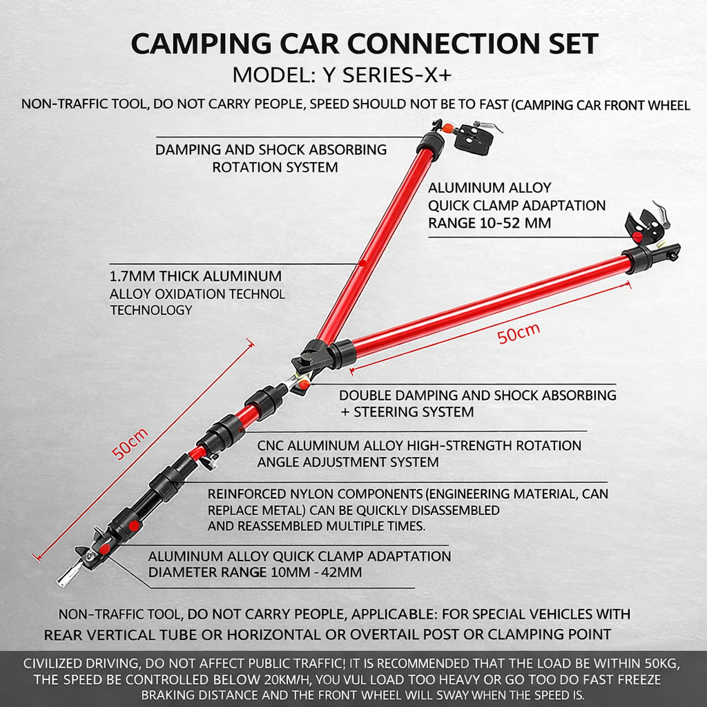 Y-X+ Special Vehicle Trailer Connector - Rear Tube Connection Hitch