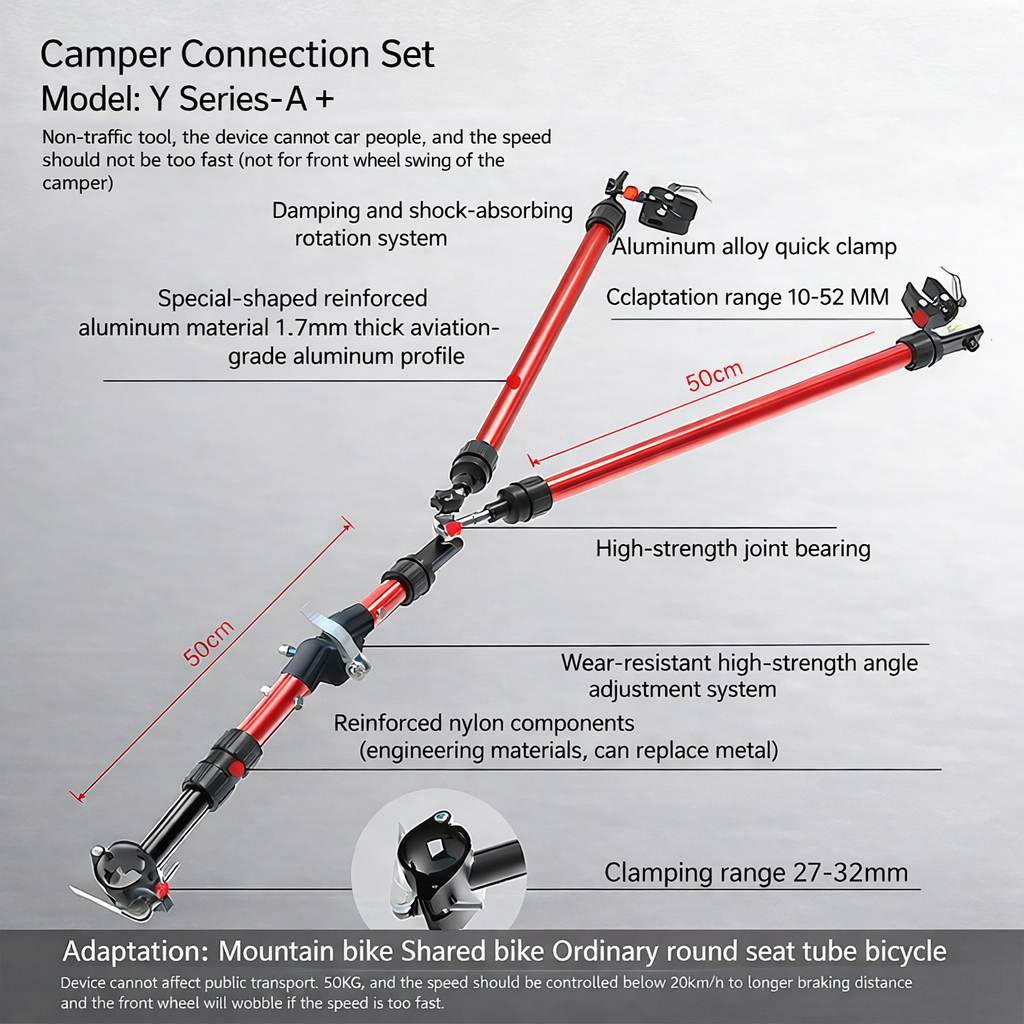 Y-A+ Bike Trailer Hitch Connector – Fits Mountain Bikes & Round Seatposts | Easy Installation